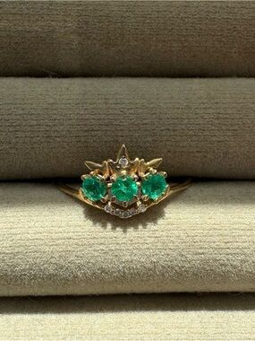 Sofia Zakia Theophany emerald ring 14kt gold sz 6
